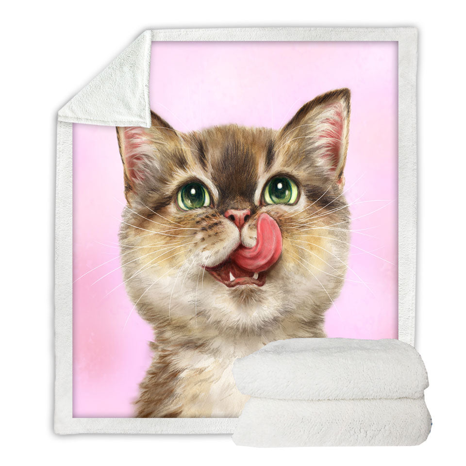 Cute Kids Sherpa Blanket Cats the Hungry Kitten