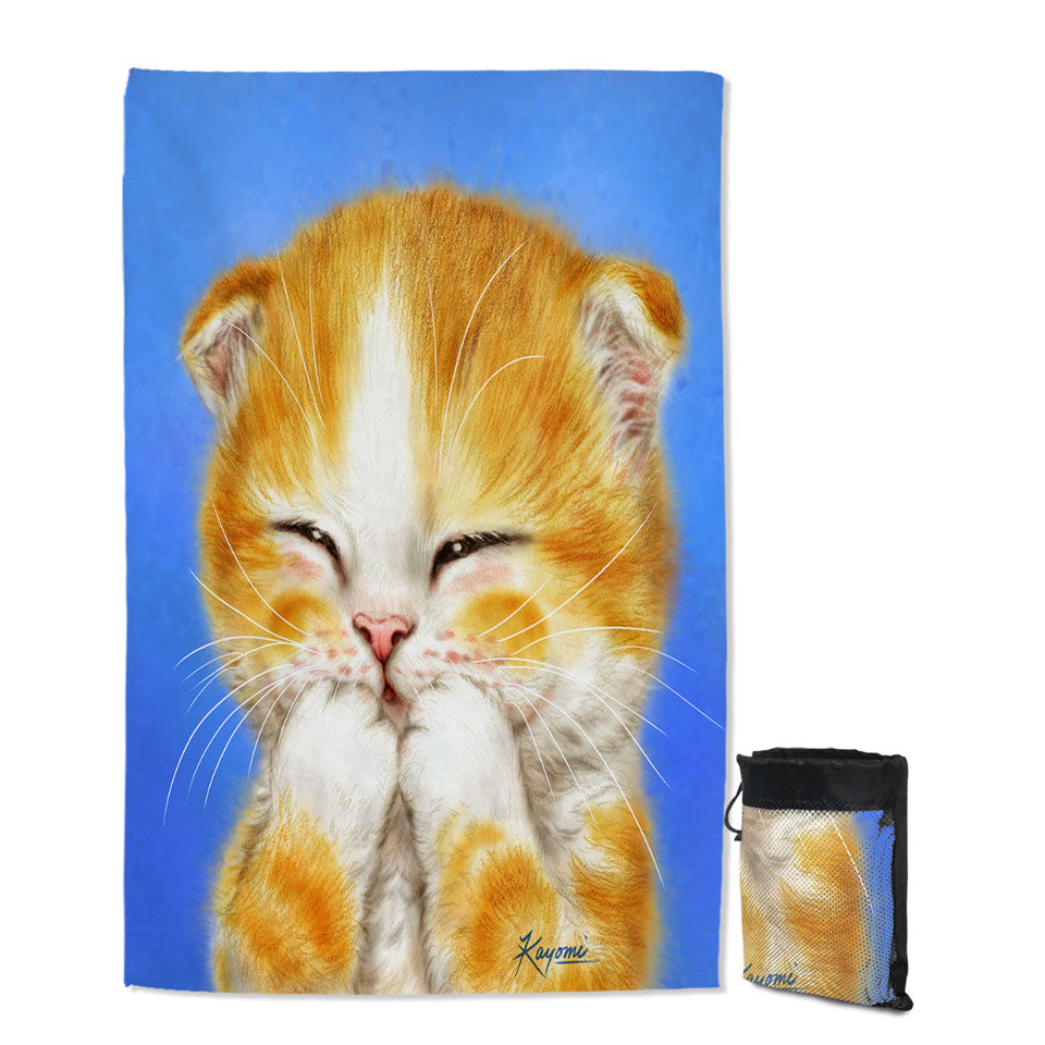 Cute Kids Swimming Towels Designs Adorable Shy Ginger Cat
