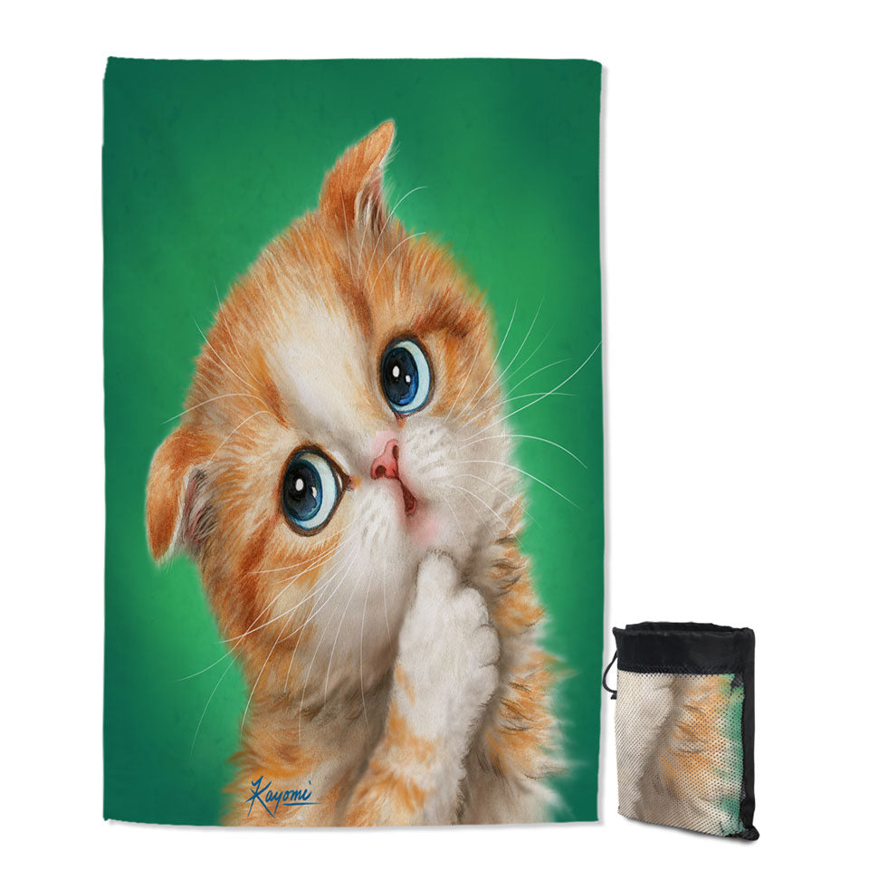 Cute Kids Swimming Towels Innocent Ginger Kitty Cat