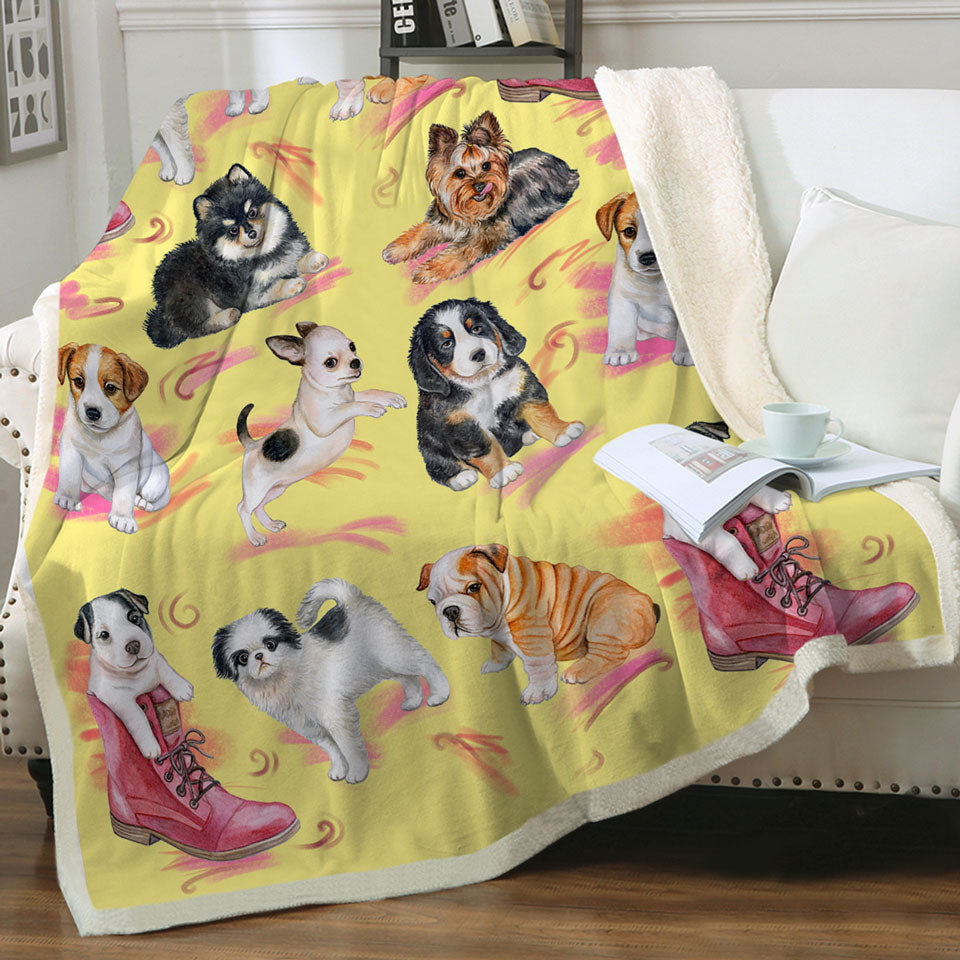 Cute Kids Throw Blanket Dogs Puppies Blanket