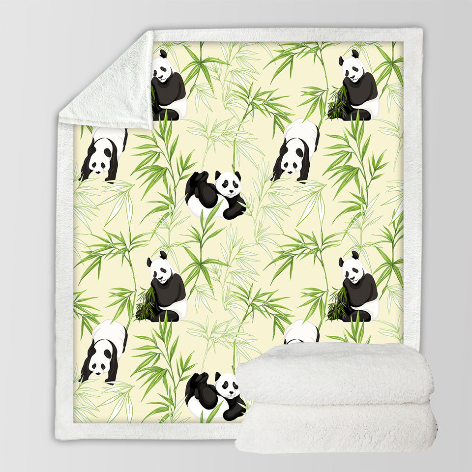 Cute Kids Throw Blankets Pandas and Bamboo