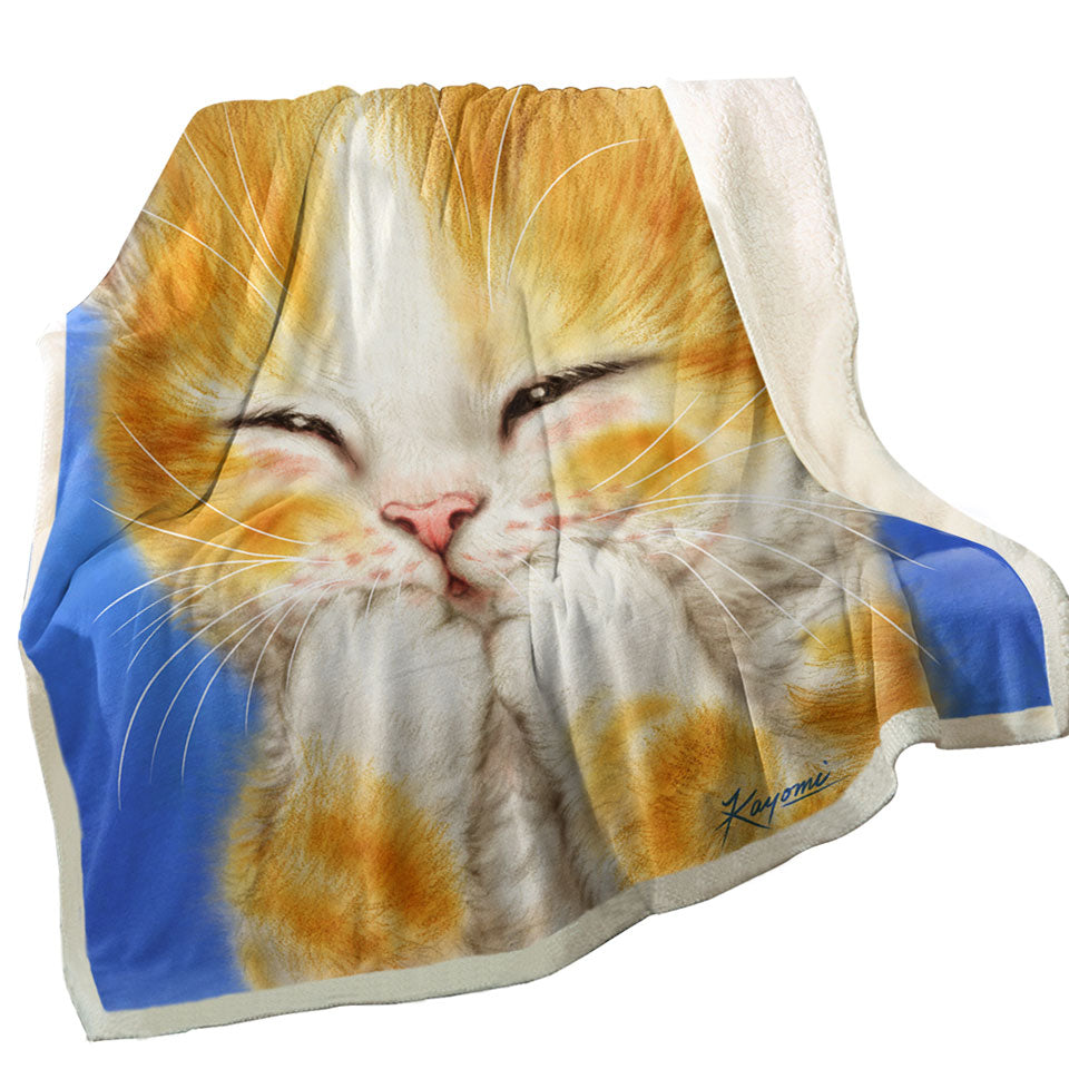 Cute Kids Throws Designs Adorable Shy Ginger Cat