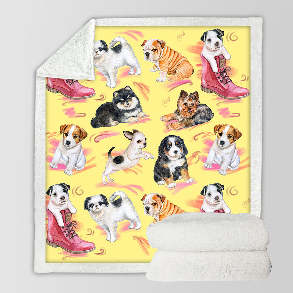 Cute Kids Throws Dogs Puppies Throw Blanket