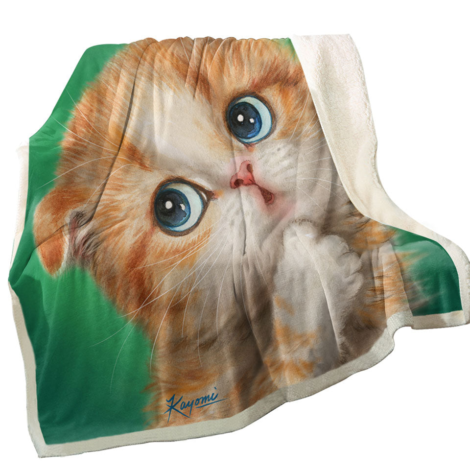 Cute Kids Throws Innocent Ginger Kitty Cat