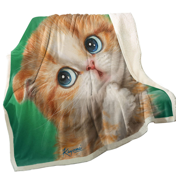 Cute Kids Throws Innocent Ginger Kitty Cat