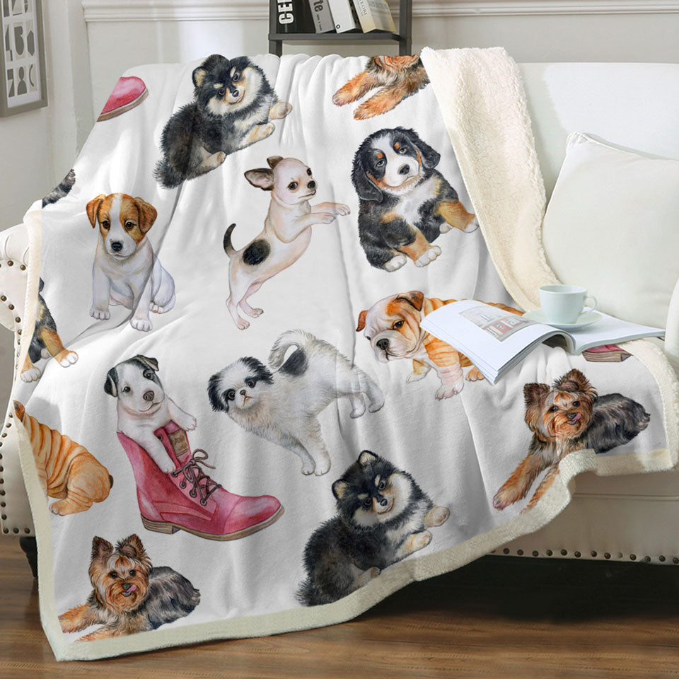 Cute Kids Throws with Dogs Puppies