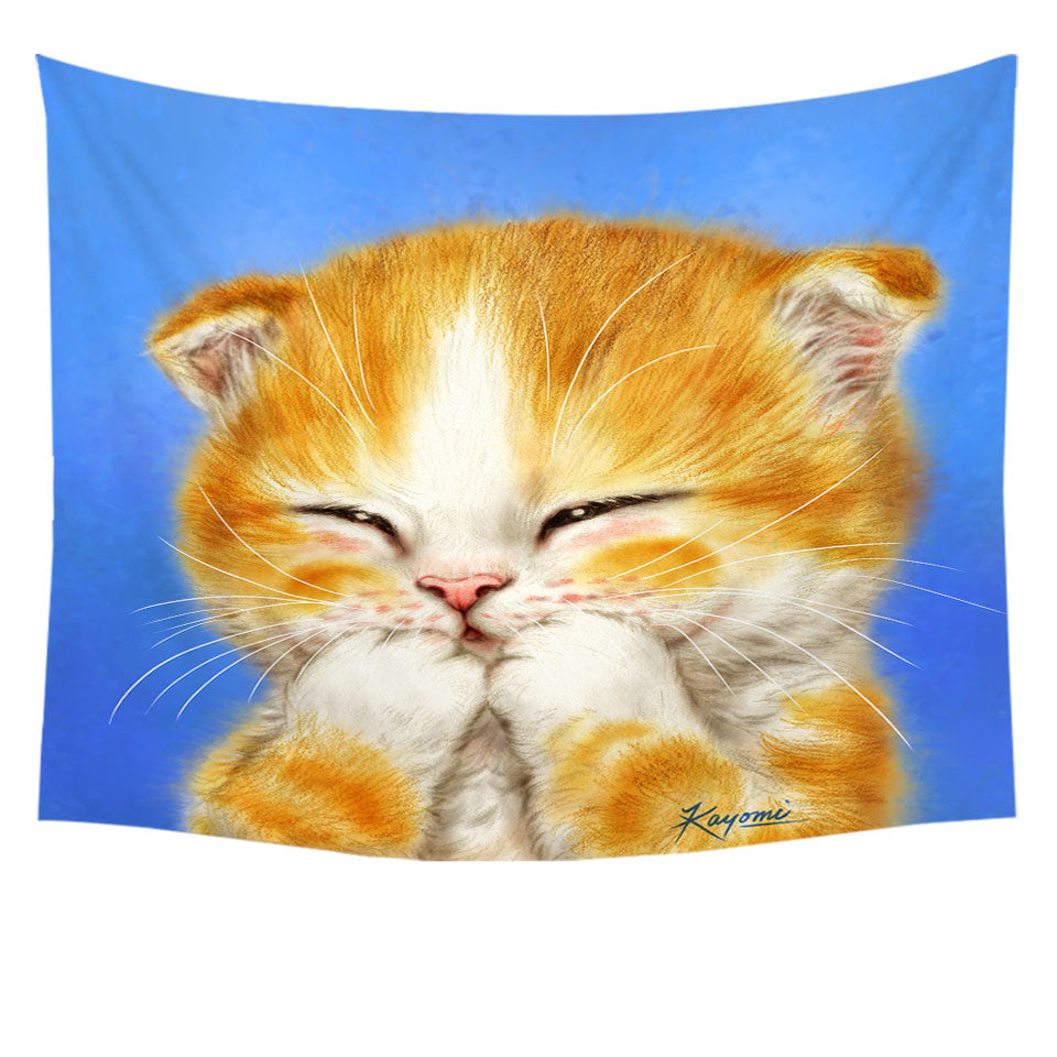 Cute Kids Wall Decor Designs Adorable Shy Ginger Cat