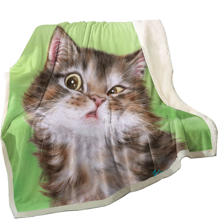 Cute Kittens Throws Paintings Brownish Tabby Kitty Cat
