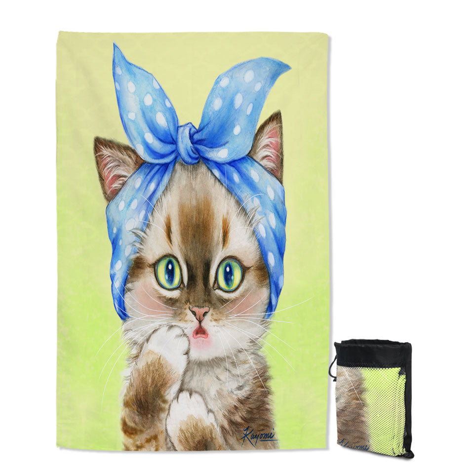 Cute Lightweight Beach Towel Cats Art Girly Hair Bandana Kerchief Kitten