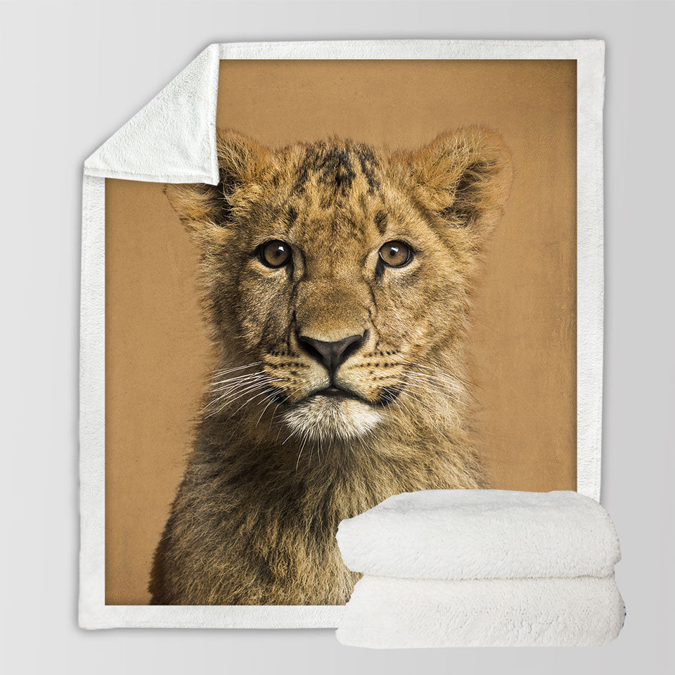 Cute Lion Cub Sherpa Blanket
