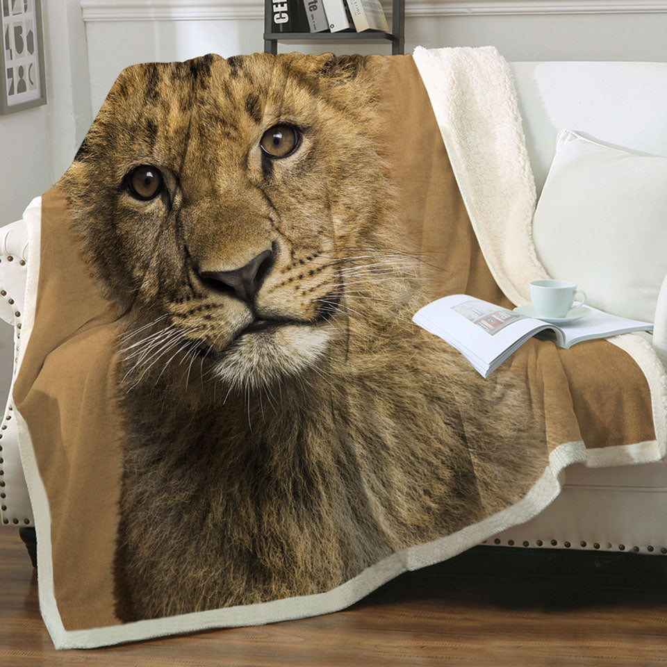 Cute Lion Cub Throw Blanket