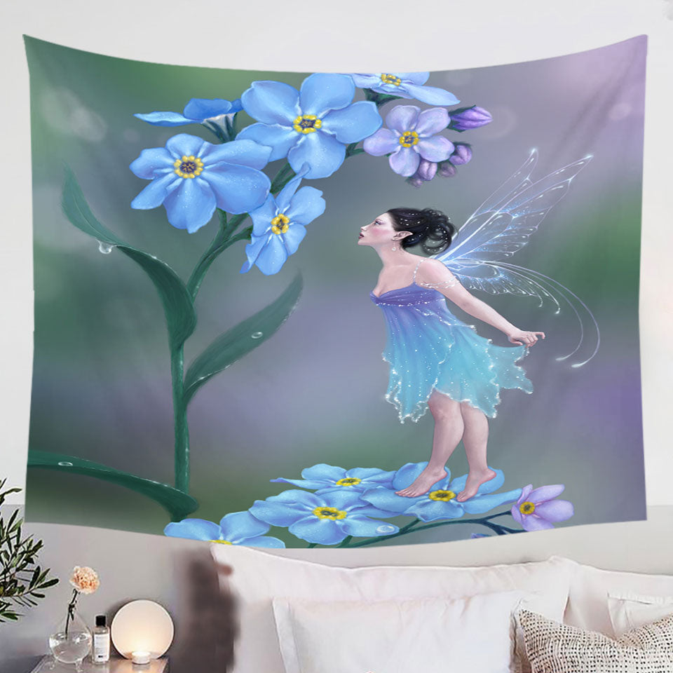 Cute-Little-Fairy-and-Purplish-Blue-Flowers-Wall-Decor