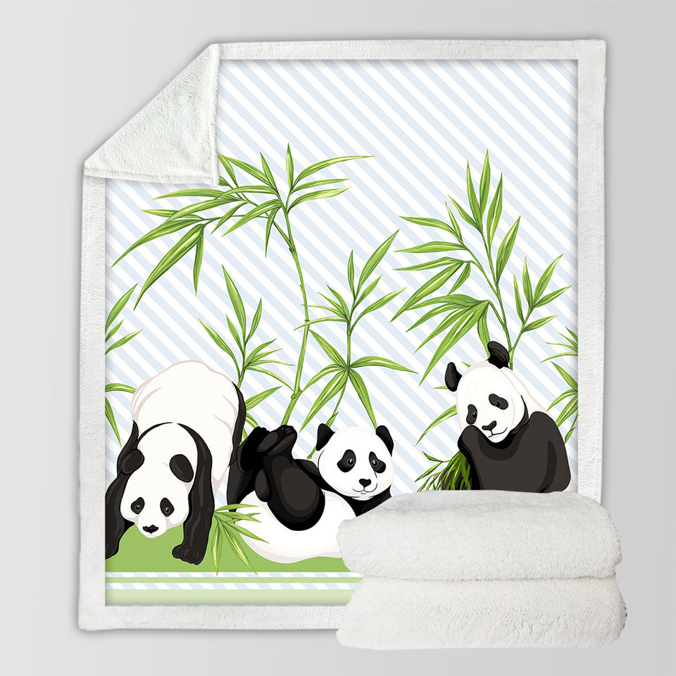 Cute Little Pandas and Bamboo Throw Blanket