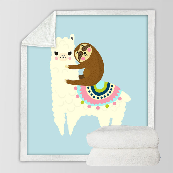 Cute Llama and Sloth Fleece Blankets for Kids