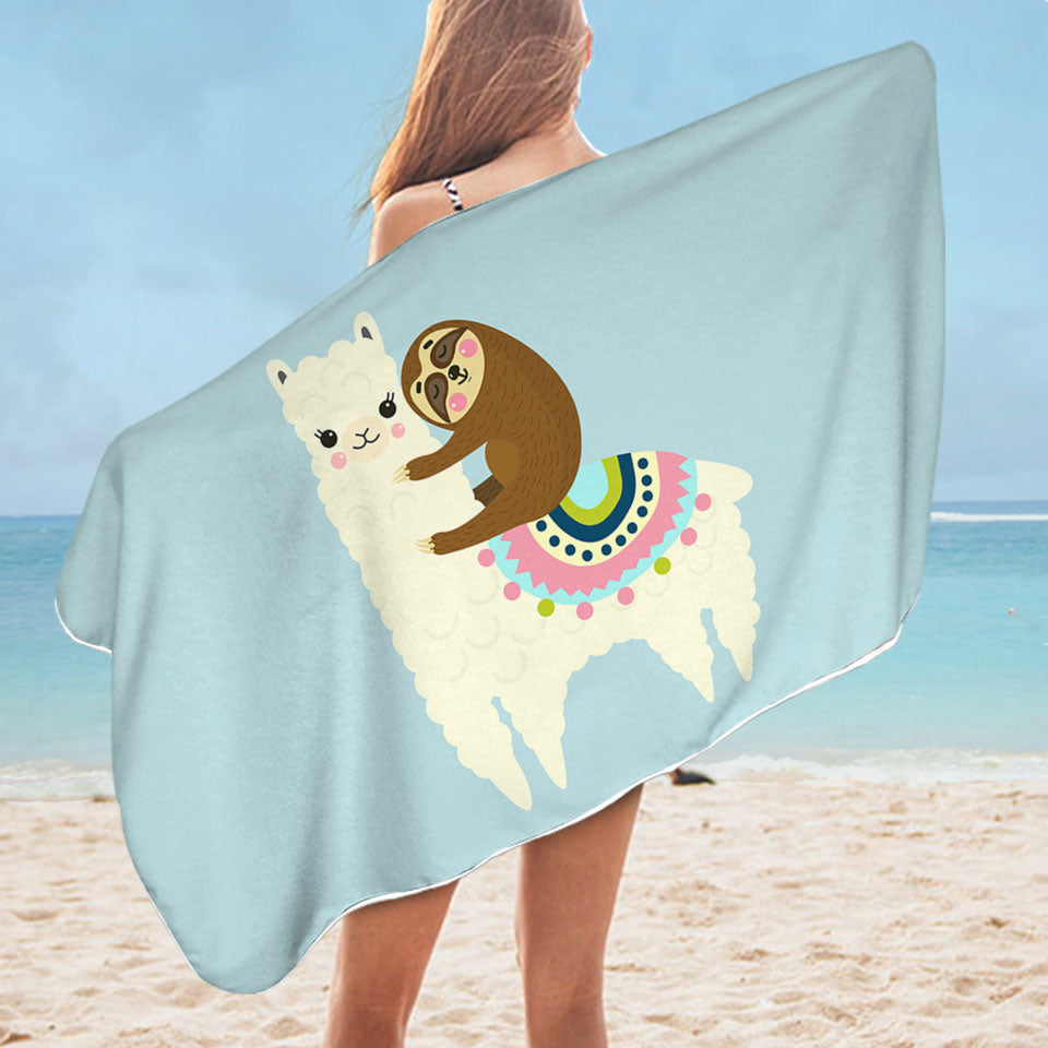 Cute Llama and Sloth Pool Towels for Kids