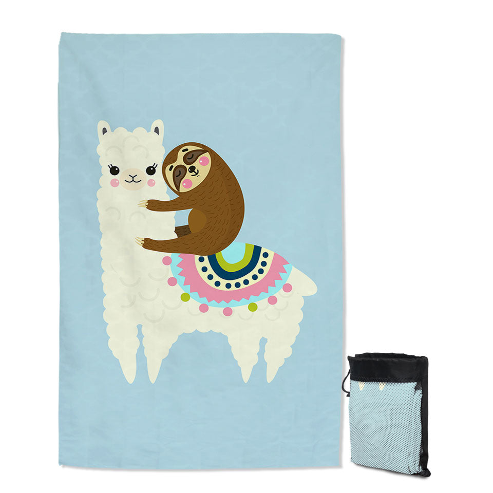 Cute Llama and Sloth Thin Beach Towels for Kids