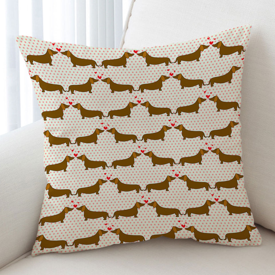 Cute Lovers Cushion Cover Dachshund Dogs