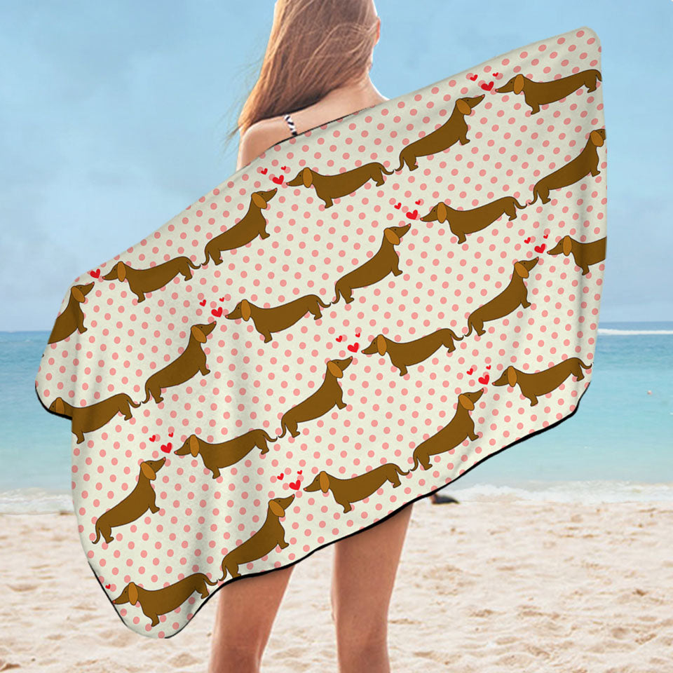 Cute Lovers Microfibre Beach Towels Dachshund Dogs