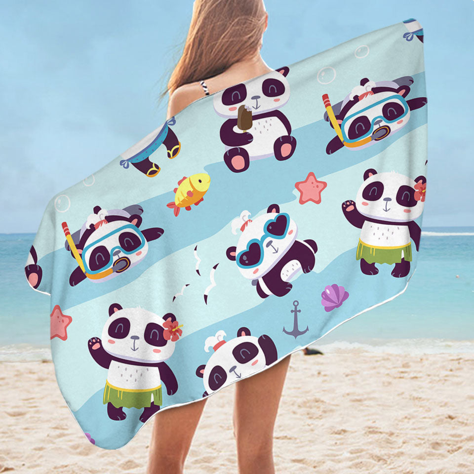 Cute Microfibre Beach Towels Beach Holiday Pandas