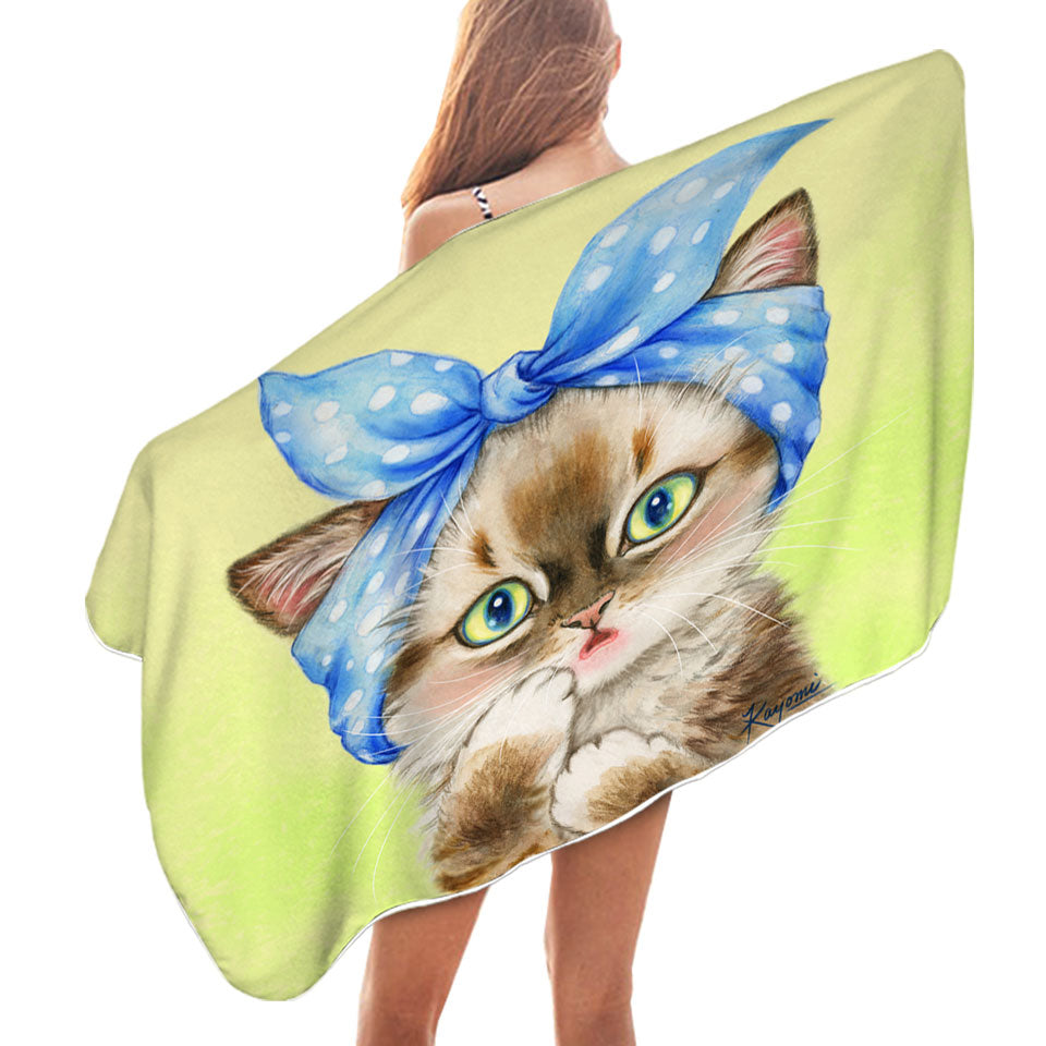 Cute Microfibre Beach Towels Cats Art Girly Hair Bandana Kerchief Kitten