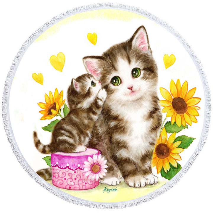 Cute Microfibre Beach Towels Sunflower Cats Mother and Daughter