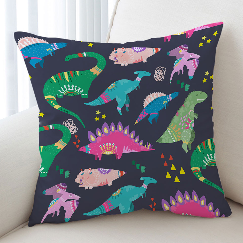 Cute Multi Colored Cushions with Sleeping Dinosaurs