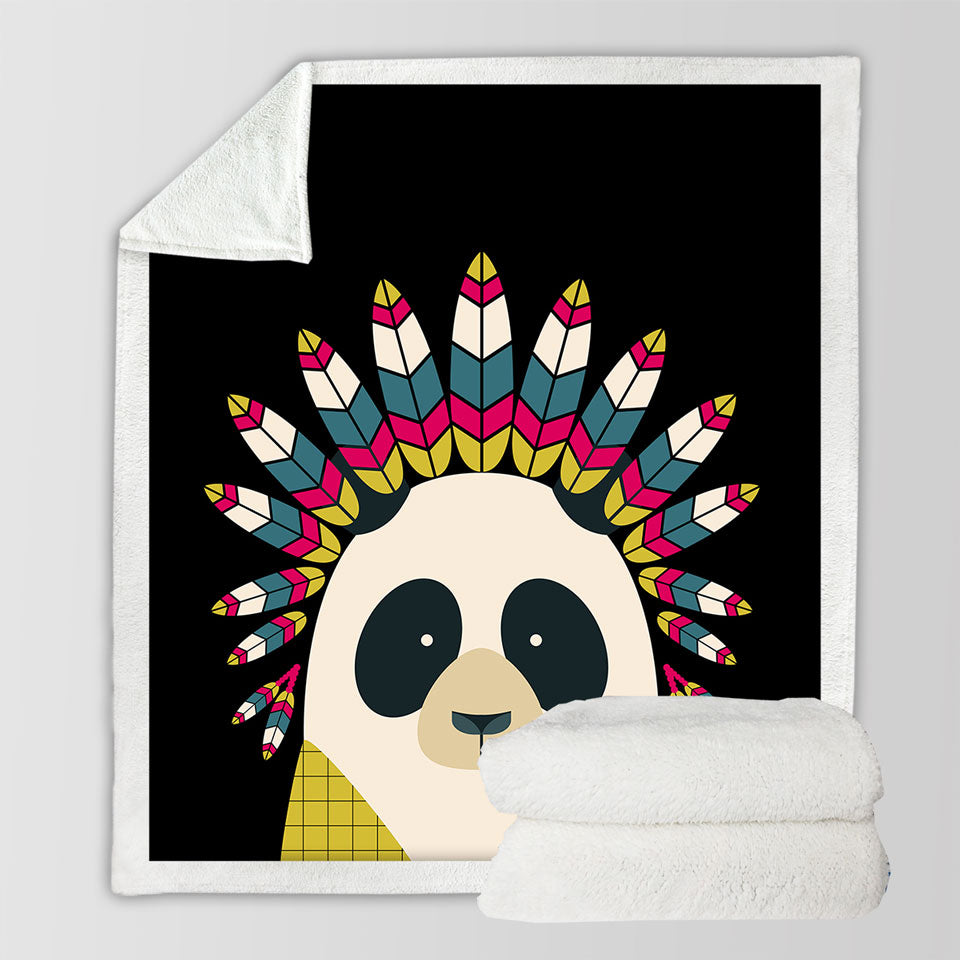 Cute Native American Panda Childrens Throws
