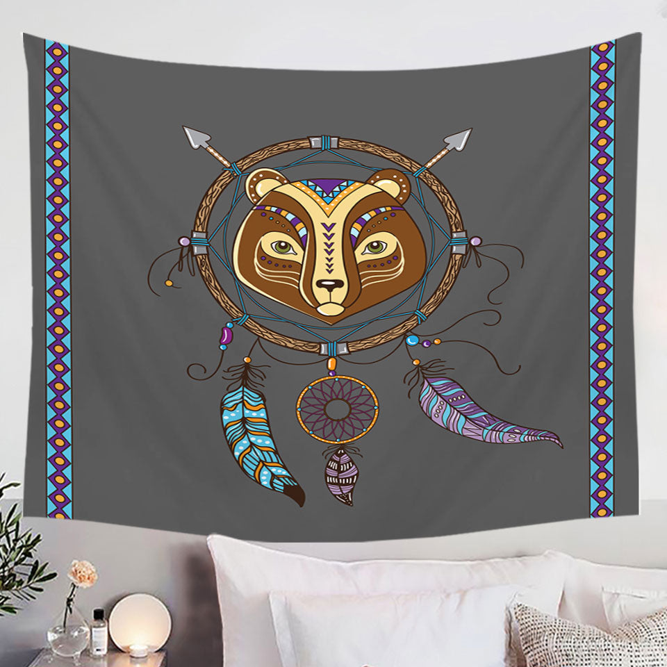 Cute Native Bear Dream Catcher Wall Art for Kids