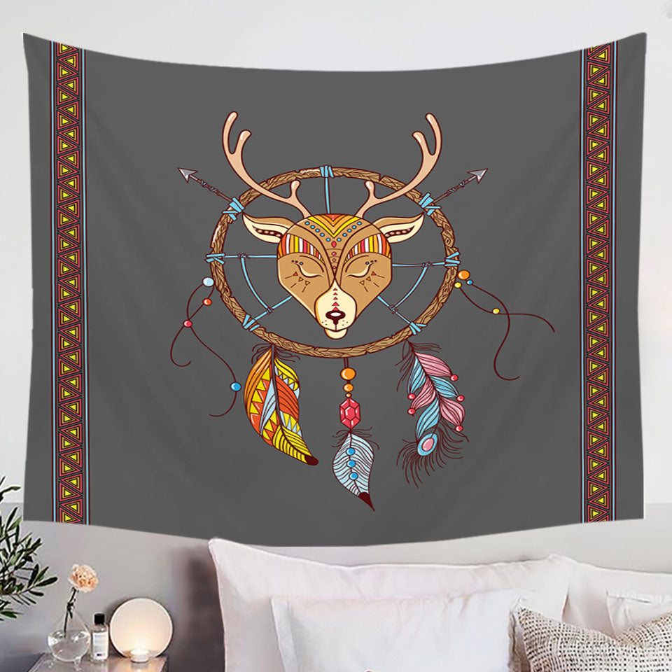 Cute Native Deer Dream Catcher Wall Decor Tapestry for Kids