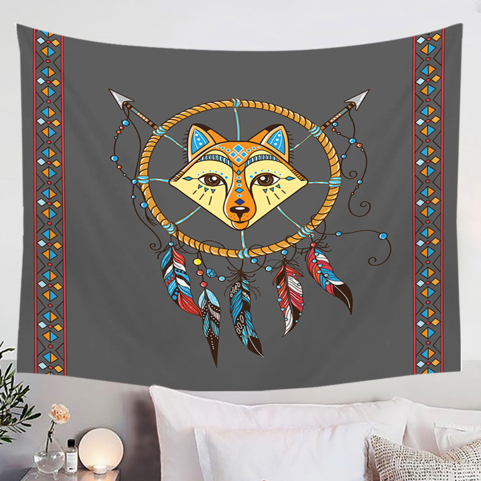 Cute Native Fox Dream Catcher Hanging Fabric On Wall for Kids