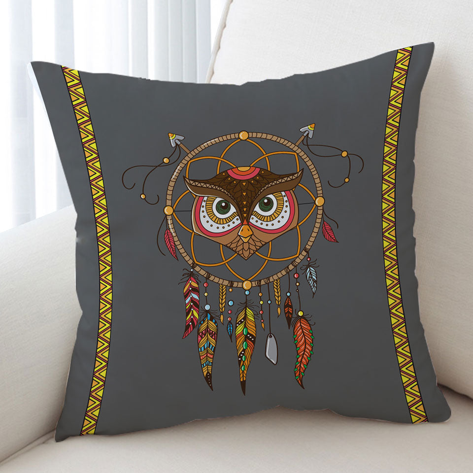 Cute Native Owl Dream Catcher Cushion