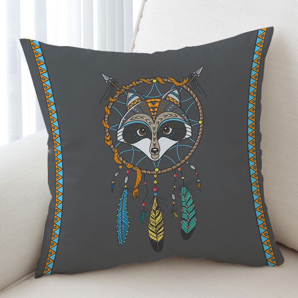 Cute Native Raccoon Throw Pillow for Kids
