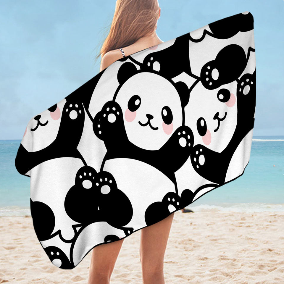 Cute Pandas Beach Towels for Kids
