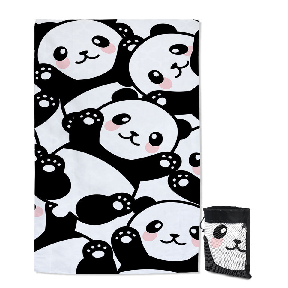 Cute Pandas Lightweight Beach Towels for Kids
