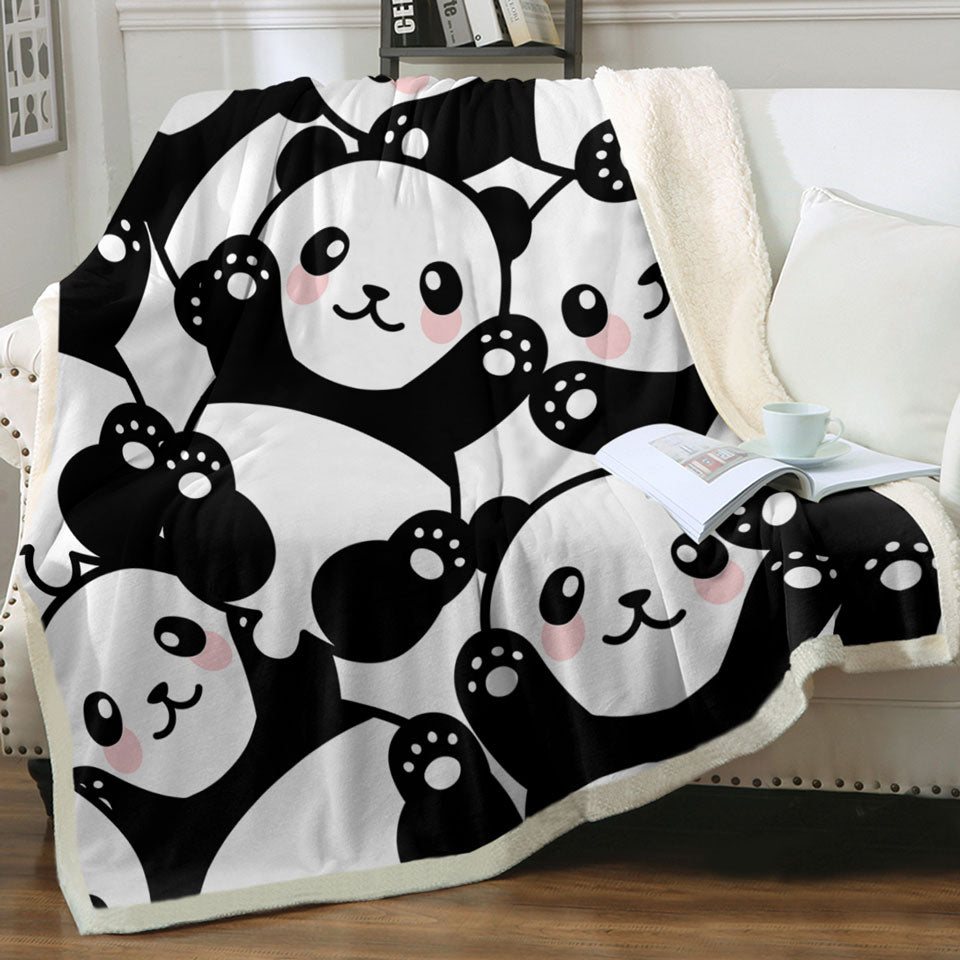 Cute Pandas Throw Blanket for Kids
