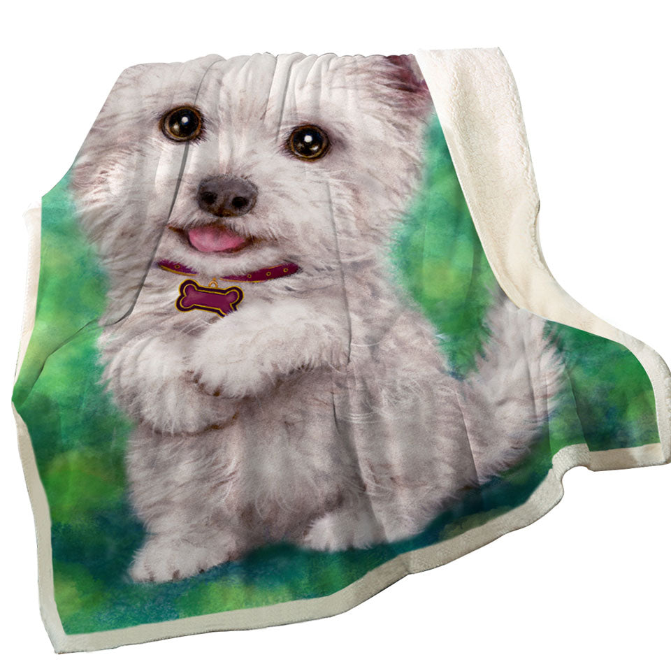 Cute Pet Drawing Westie Terrier Dog Puppy Throw Blanket