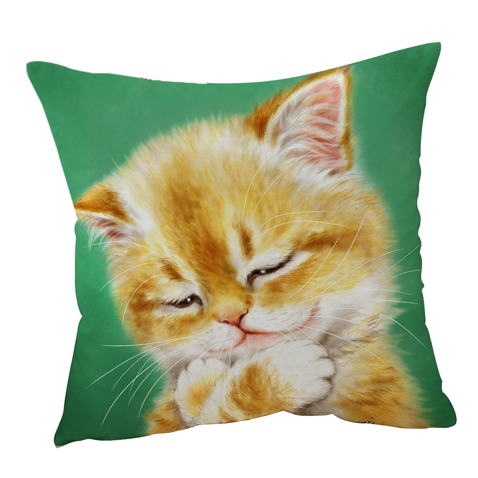 Cute Pillow Covers Tempting Ginger Cat Drawing