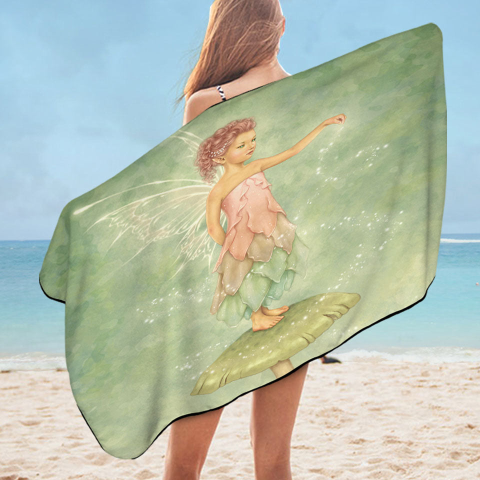 Cute Pool Towels Little Mushroom Fairy with Magical Dust