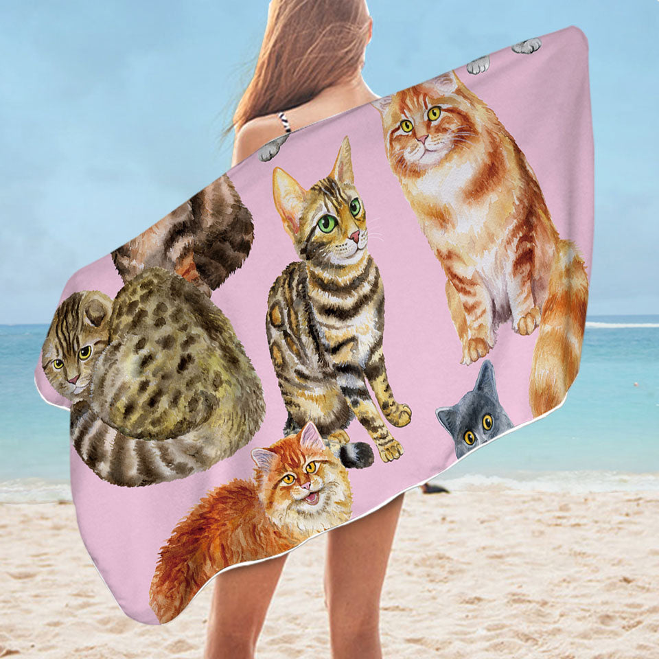 Cute Pool Towels of Painted Cats