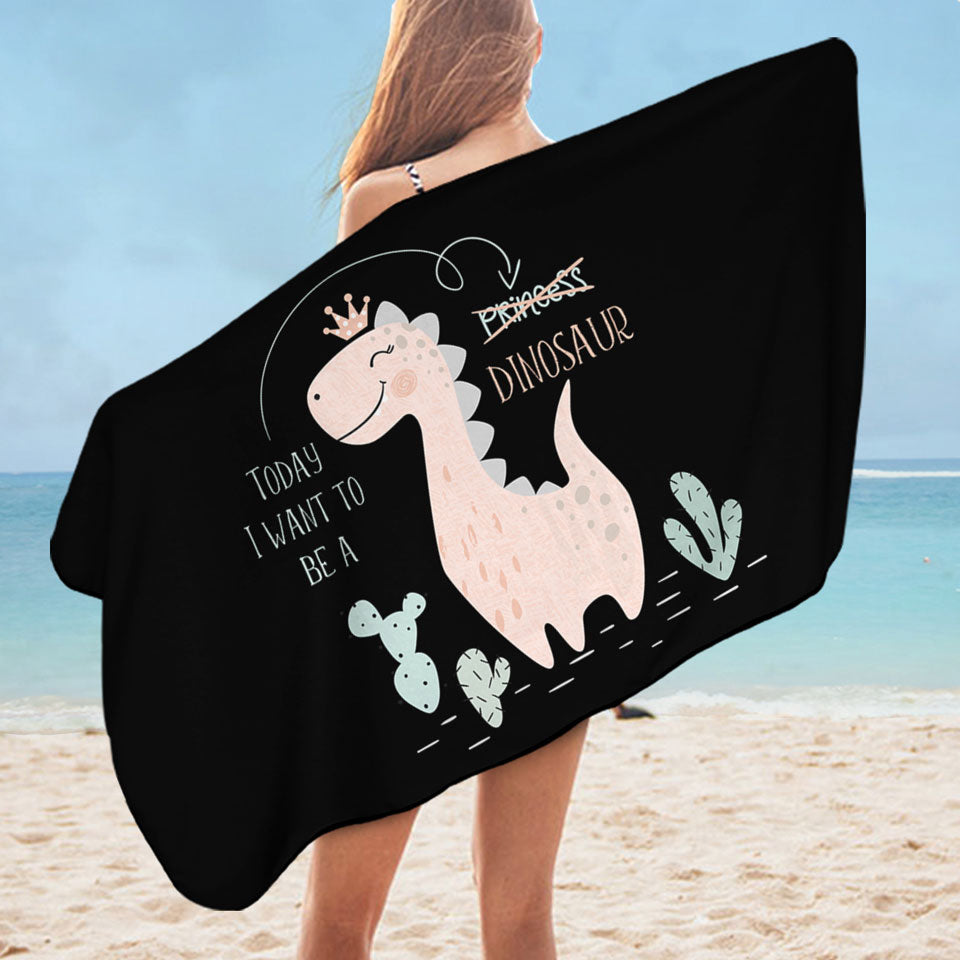 Cute Princess Dinosaur Beach Towel for Girls