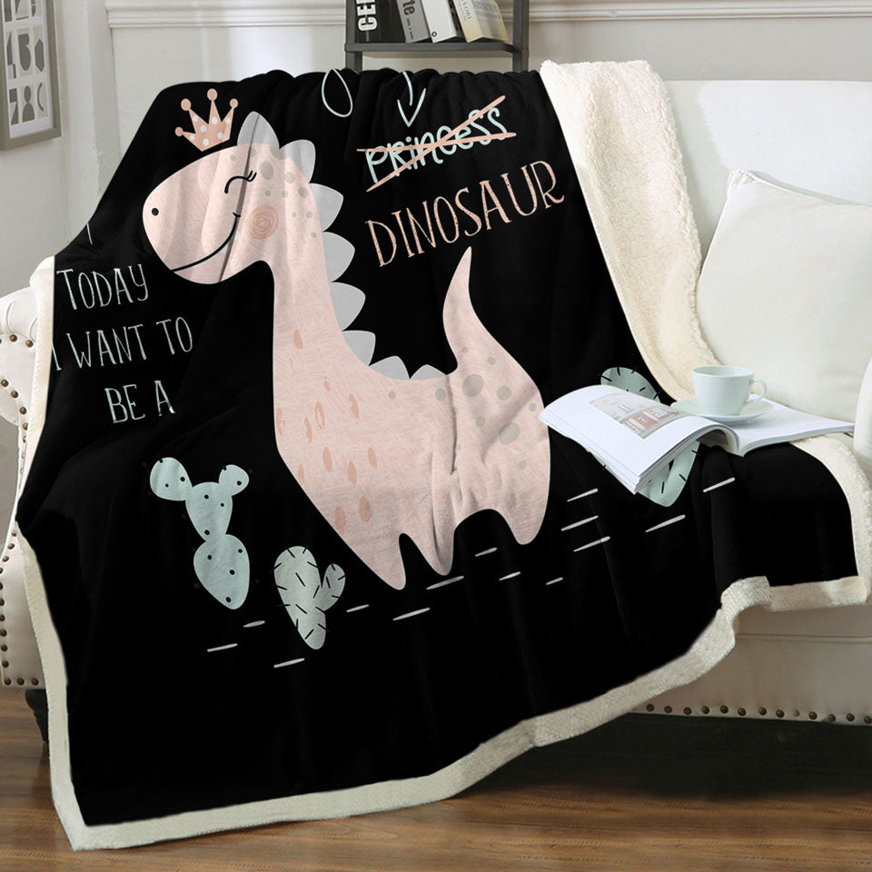 Cute Princess Dinosaur Throw Blanket