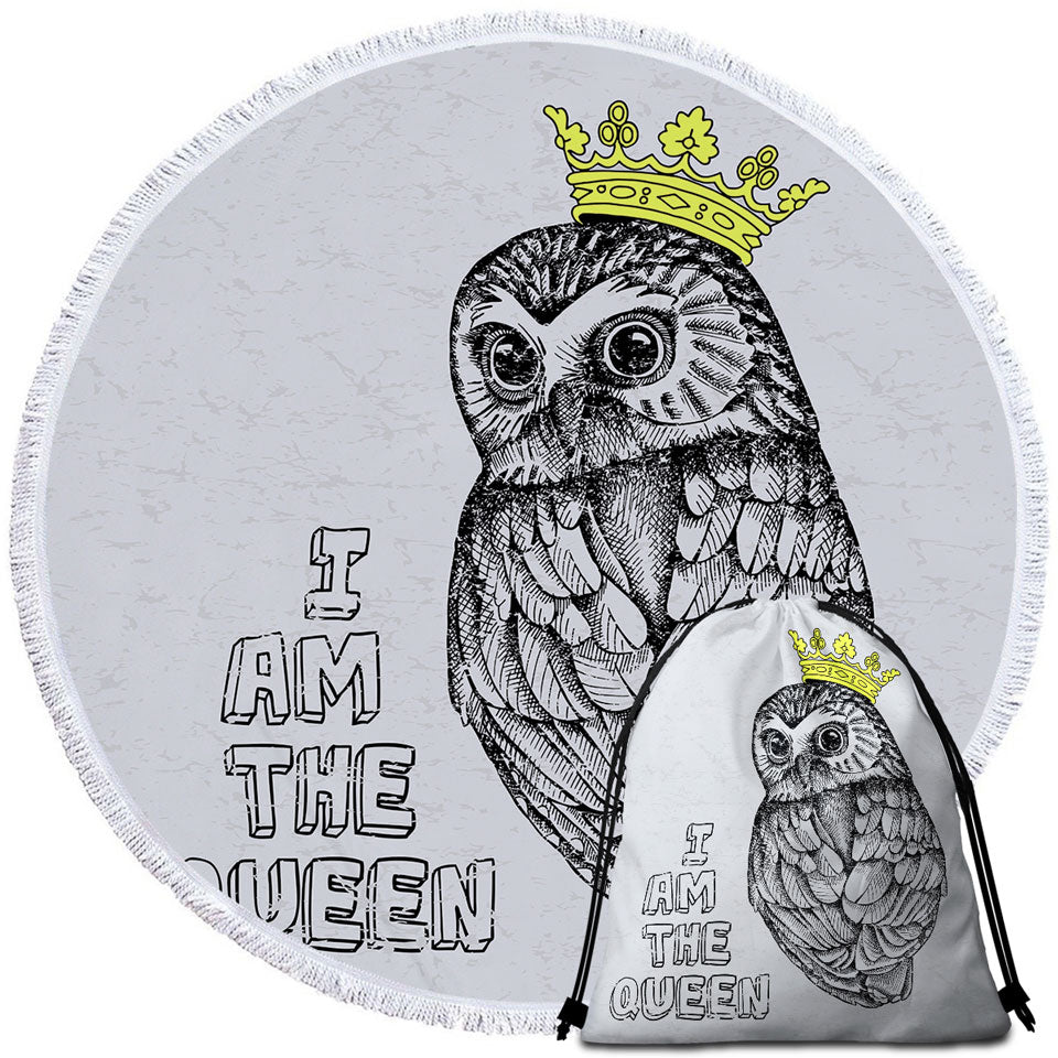 Cute Queen Owl Beach Towels