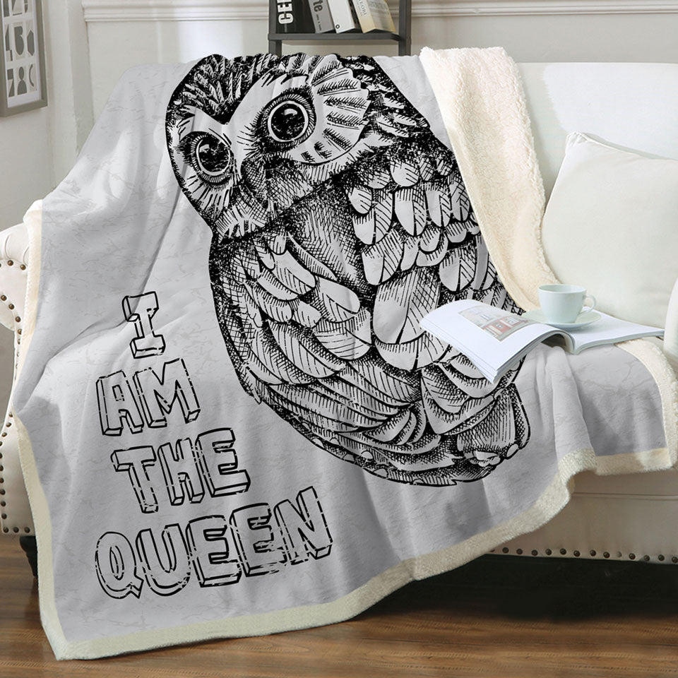 Cute Queen Owl Fleece Blankets