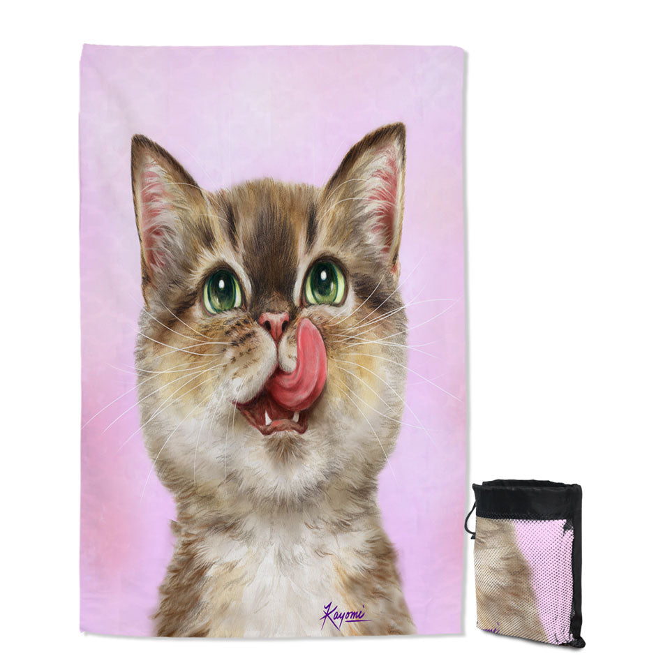 Cute Quick Dry Beach Towel Cats the Hungry Kitten