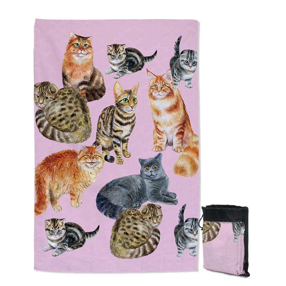 Cute Quick Dry Beach Towels of Painted Cats