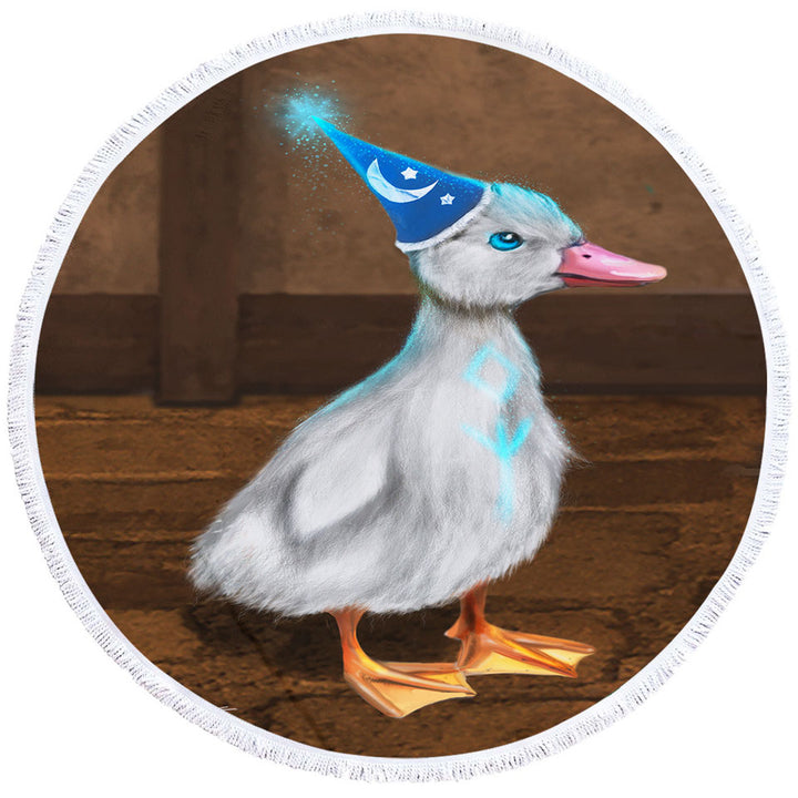 Cute Round Beach Towel Animals Art Wizard Duck