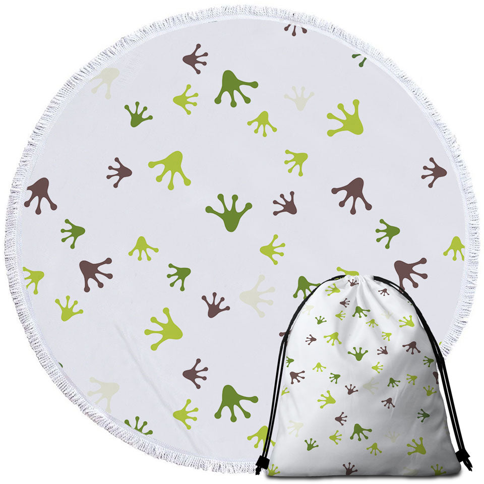 Cute Round Beach Towels with Frog Feet