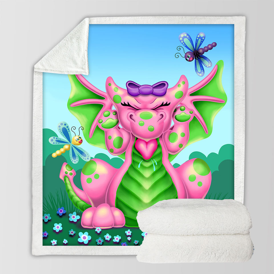 products/Cute-Sherpa-Blankets-Dragonflies-vs-Girl-Pink-Dragon
