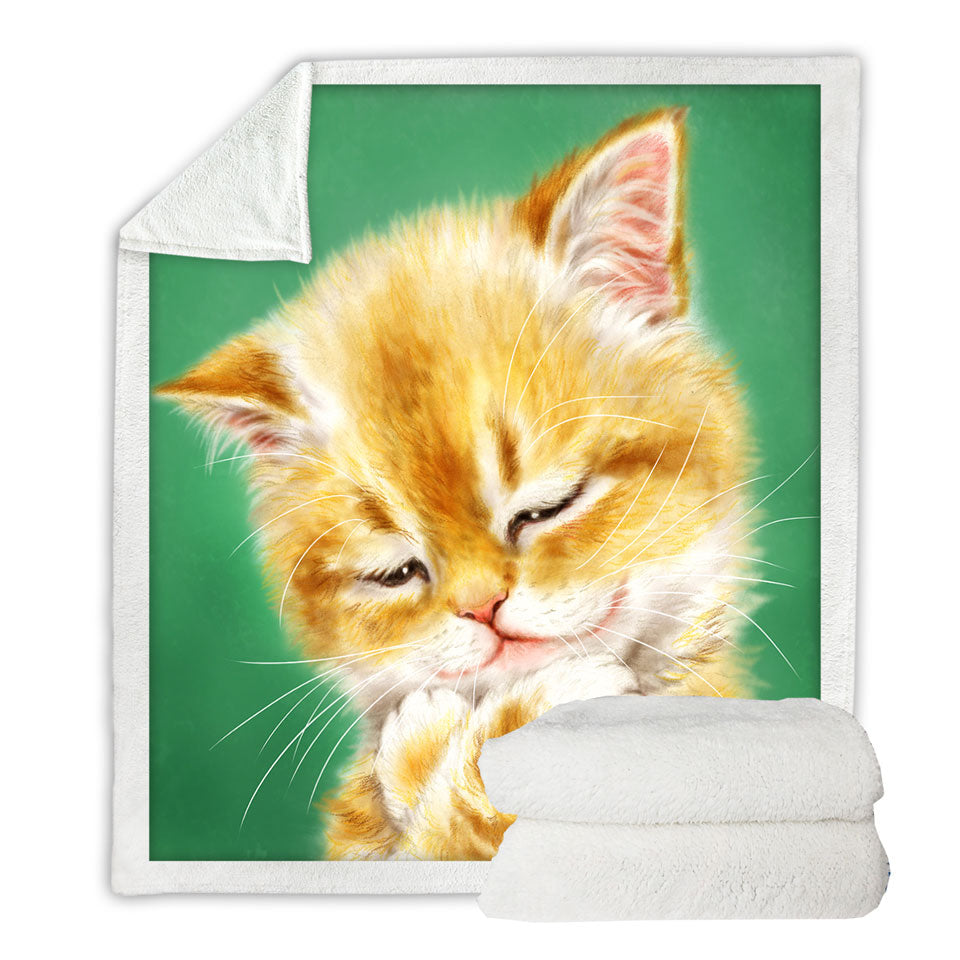 Cute Sherpa Throw Tempting Ginger Cat Drawing