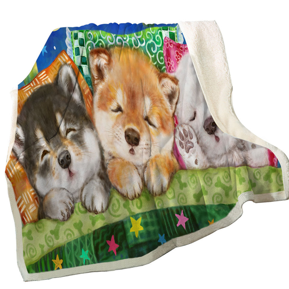 Cute Shiba Inu Dog Puppies Lightweight Blankets Sleeping